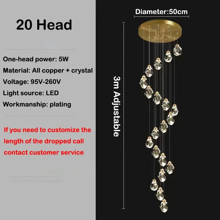 Luxury Villa Stair Crystal Chandelier
