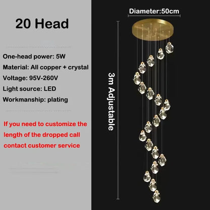 Luxury Villa Stair Crystal Chandelier