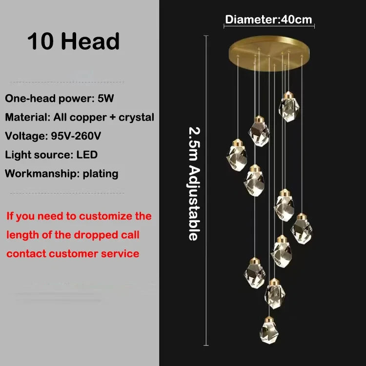 Luxury Villa Stair Crystal Chandelier