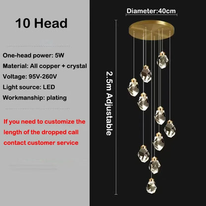 Luxury Villa Stair Crystal Chandelier