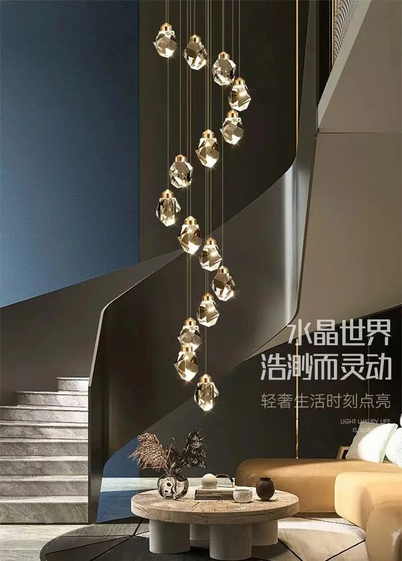 Luxury Villa Stair Crystal Chandelier