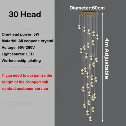 Luxury Villa Stair Crystal Chandelier