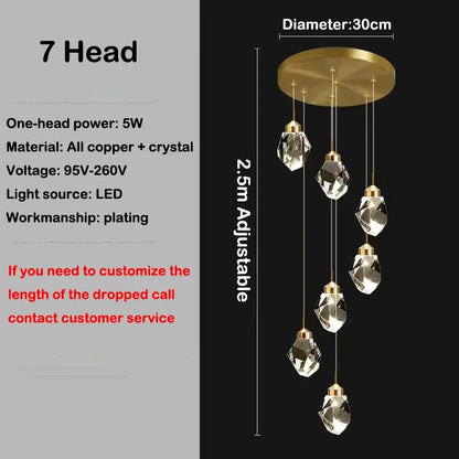 Luxury Villa Stair Crystal Chandelier