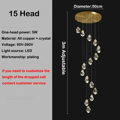 Luxury Villa Stair Crystal Chandelier