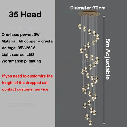 Luxury Villa Stair Crystal Chandelier