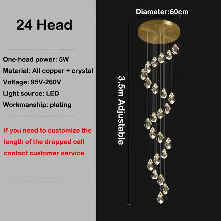 Luxury Villa Stair Crystal Chandelier