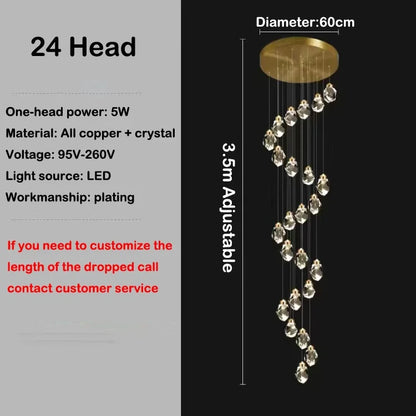 Luxury Villa Stair Crystal Chandelier